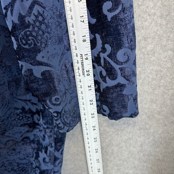 Chico's Chenille Jacquard Jacket Womens Size 3 Blue 100% Polyester Long Sleeve - Picture 12 of 12